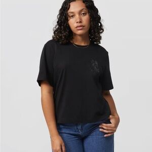 PSYCHO BUNNY WOMENS GALENA CRYSTAL BUNNY TEE SIZE M